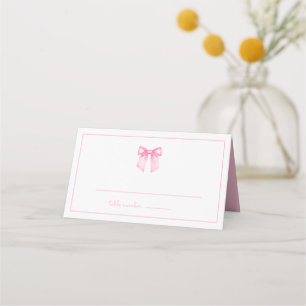 Simple Elegant Pink Bow Baby Shower Place Card