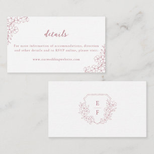 Simple Elegant Pink Cherry Blossom Wedding Details Enclosure Card