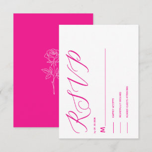 simple elegant pink fuchsia classic rsvp CARD