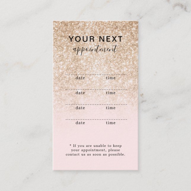Simple Elegant Pink Gold Beauty Appointment Card (Front)