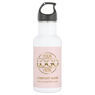 Simple Elegant Pink & Gold Company Business Logo 532 Ml Water Bottle