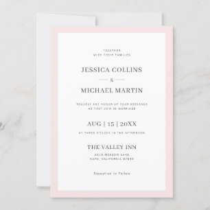 Simple Elegant Pink & Grey Wedding Invitation