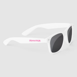 Simple Elegant Pink Personalised Name Custom Sunglasses