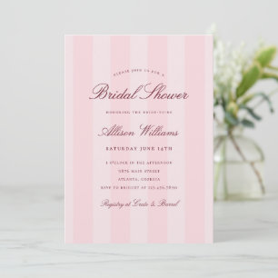 Simple Elegant Pink Striped Bridal Shower Invitation