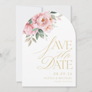 Simple Elegant Pink Summer Floral Wedding Save The Date
