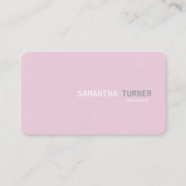 Simple Elegant Pink Textured Professional Custom Business Card (Front)