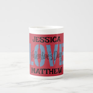 simple elegant pink valentine, Sweet for couple  Bone China Mug