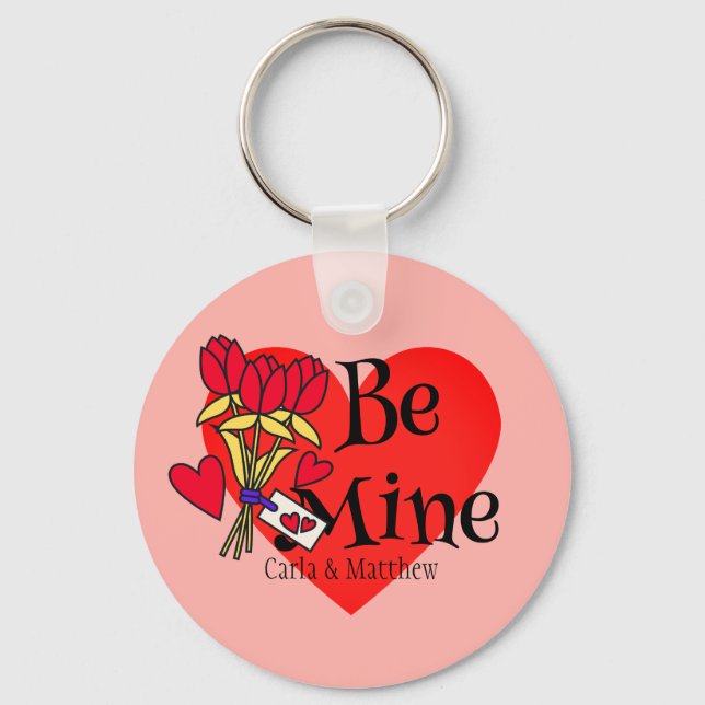 simple elegant pink valentine, Sweet for Crush  Key Ring (Front)