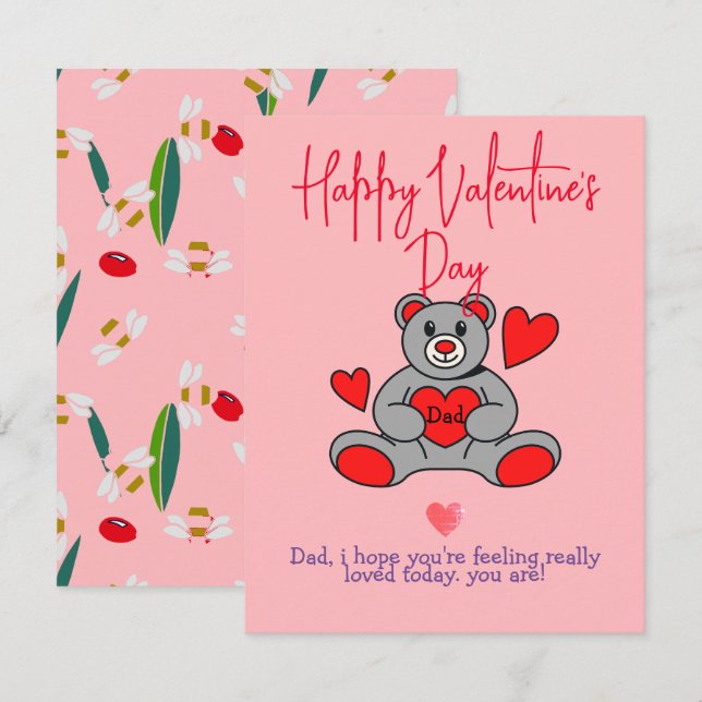 simple elegant pink valentine, Sweet for Family Card (Front/Back)