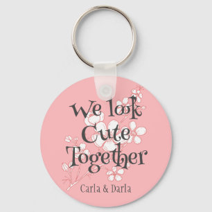 simple elegant pink valentine, Sweet for Friends Key Ring