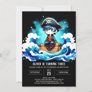 Simple Elegant Pirate Birthday Invitation