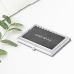 Simple Elegant Plain Texture Grey Business Card Holder<br><div class="desc">Elegant business card holder with texture grey background. You can add your monogram or name to it.</div>