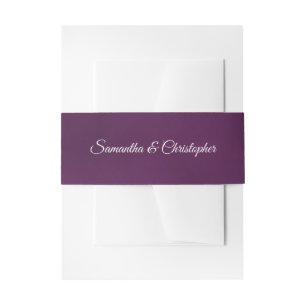 Simple Elegant Plum Purple or Eggplant Wedding Invitation Belly Band