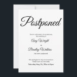 Simple Elegant Postponed Wedding Announcement<br><div class="desc">Here's a simple card to notify your guests if it's become necessary to change your wedding date. Use the template fields to add your personal details and make this elegant, minimalist design your own. The white background can be changed to any colour you prefer. All fonts and colours are also...</div>