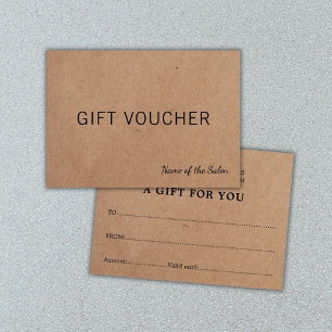 Simple Elegant Printed Kraft Beauty Gift Card