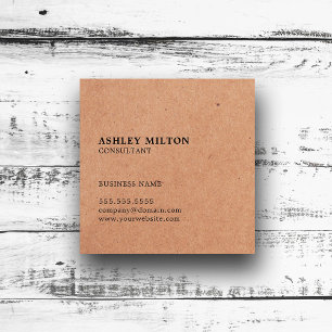 Simple Elegant PRINTED Kraft Paper Consultant Square Business Card