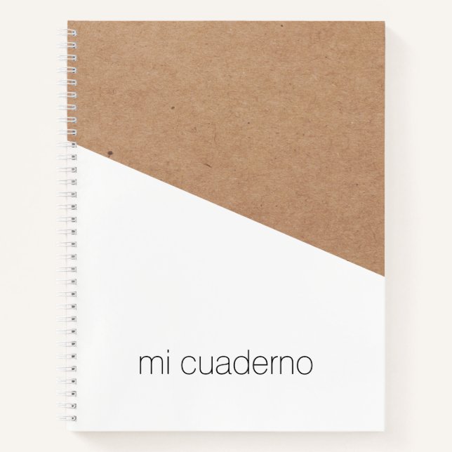 Simple Elegant Printed Kraft White Geometric Notebook (Front)