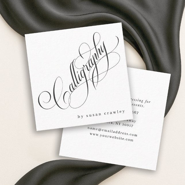 Simple Elegant Professional Calligrapher Services Square Business Card (Creator Uploaded)