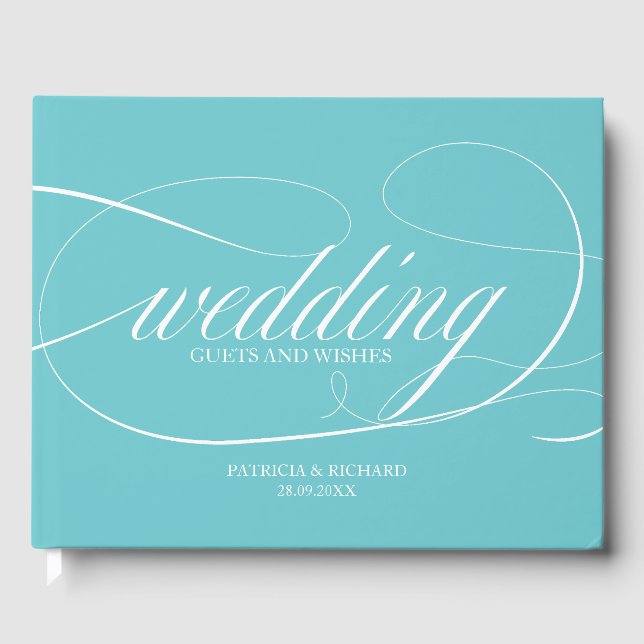 Simple Elegant Purist Blue Wedding Guest Book (Front)