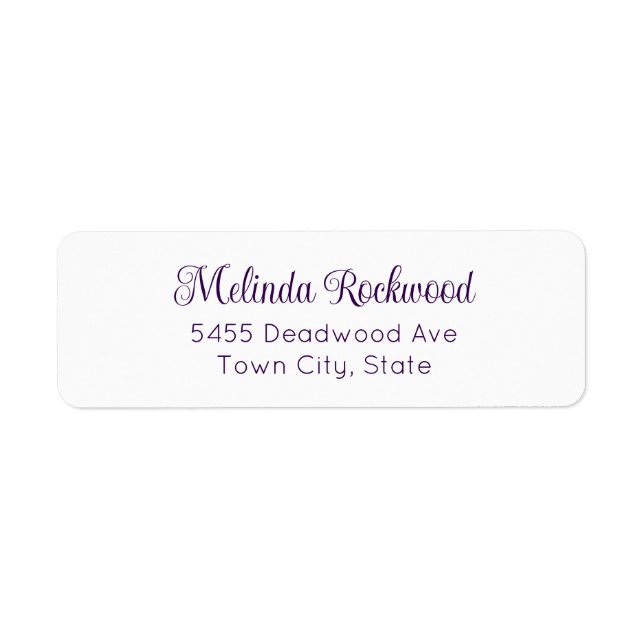 Simple & Elegant Purple 2-Line Return Address Label (Front)