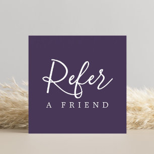 Simple Elegant Purple and White Referral Card