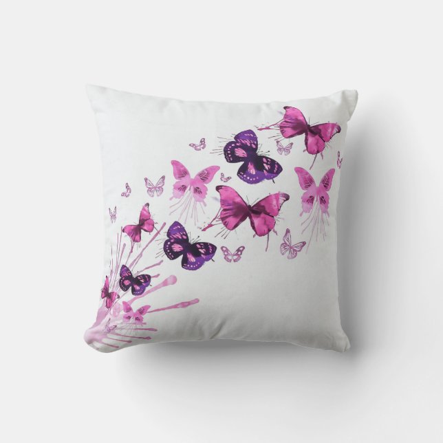Simple Elegant Purple Butterflies | Throw Pillow (Front)