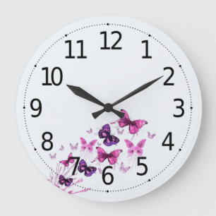 Simple Elegant Purple Butterflies Wall Clock