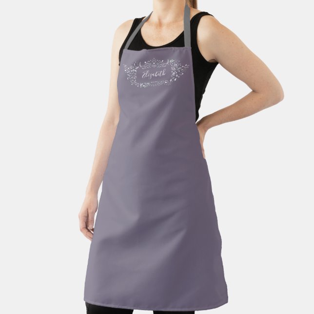 Simple Elegant Purple Cooking Baking Monogram Apron (Insitu)
