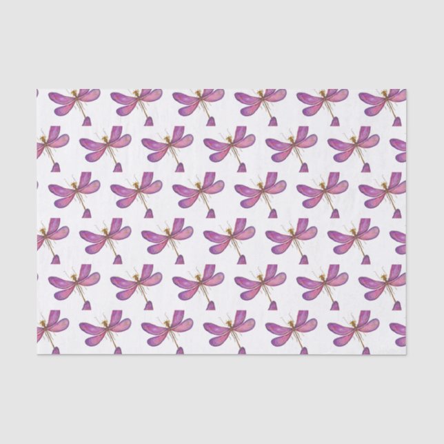 Simple & Elegant Purple Dragonfly Tissue Paper (Front)