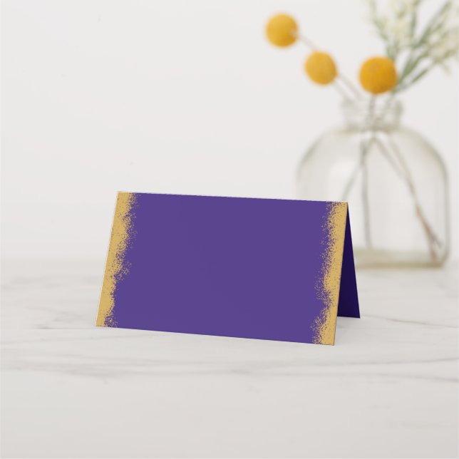 Simple Elegant Purple Gold Coloured Edge Place Card (Front)