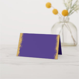 Simple Elegant Purple Gold Coloured Edge Place Card