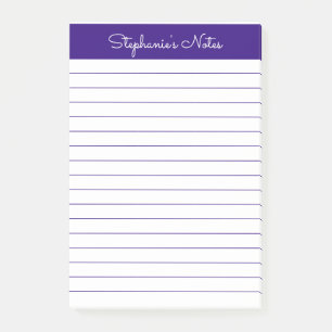 Simple Elegant Purple Lined Personalized Post-it Notes