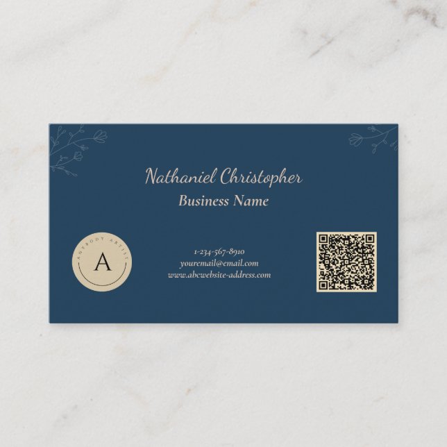 Simple elegant qr code business logo loyalty card (Front)