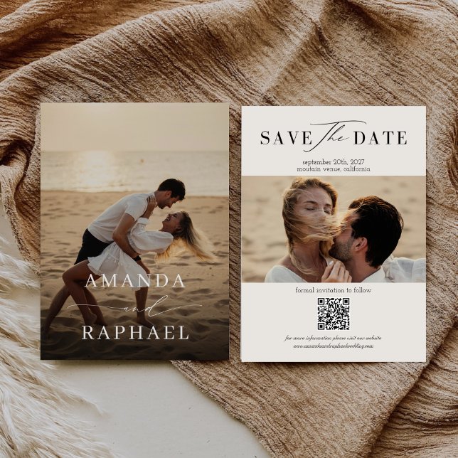 Simple Elegant QR Code Photo Wedding Save The Date (Creator Uploaded)