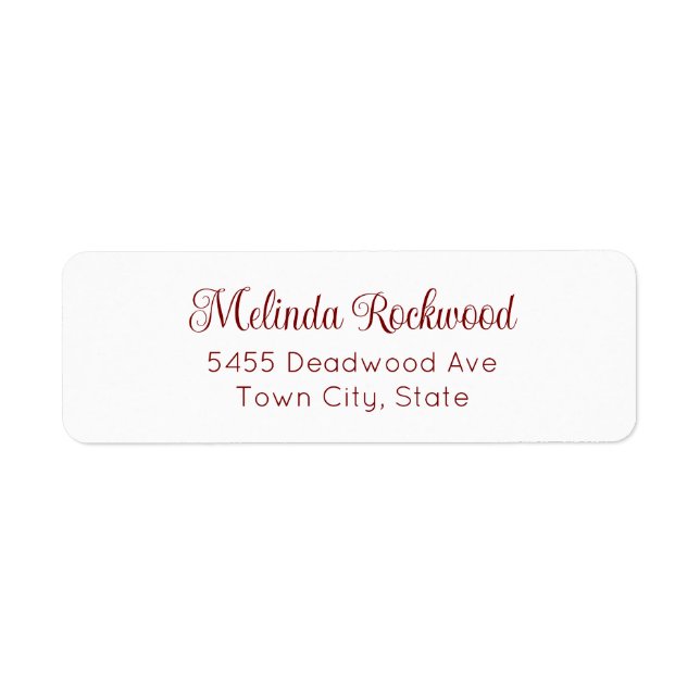 Simple & Elegant Red 2-Line Return Address Label (Front)