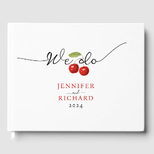 Simple Elegant Red And White Cute Cherries Wedding Guest Book