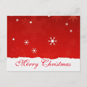 Simple Elegant Red Decor Snow Merry Christmas Holiday Postcard