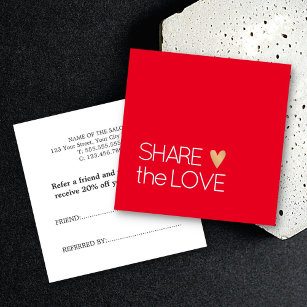 Simple Elegant Red Faux Gold Heart Referral Card