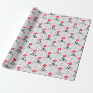 Simple Elegant Red Flower Pattern Wrapping Paper