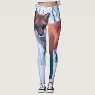 Simple Elegant Red Fox Artwork Leggings