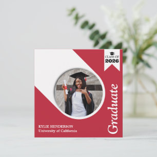 Simple Elegant Red Graduation Photo Invitation