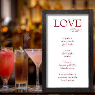 Simple Elegant Red Love Wedding Bar Sign