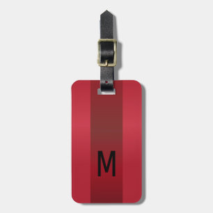 Simple Elegant Red Maroon Metal monogrammed Name Luggage Tag