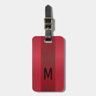 Simple Elegant Red Maroon Metal monogrammed Name Luggage Tag