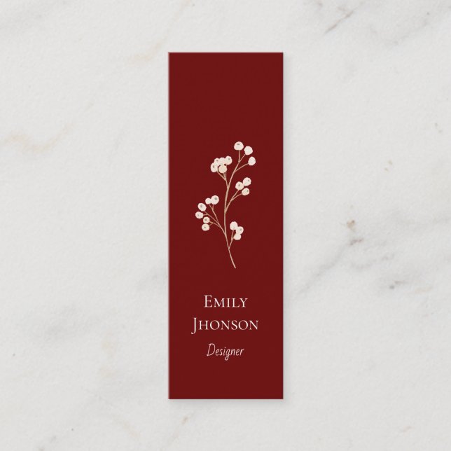 Simple Elegant Red Mini Business Card (Front)