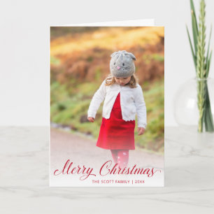 Simple Elegant Red Script Modern Christmas Holiday Card