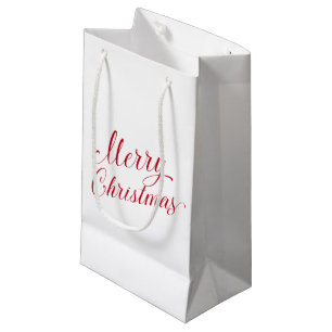 Simple Elegant Red Script Modern Christmas Small Gift Bag