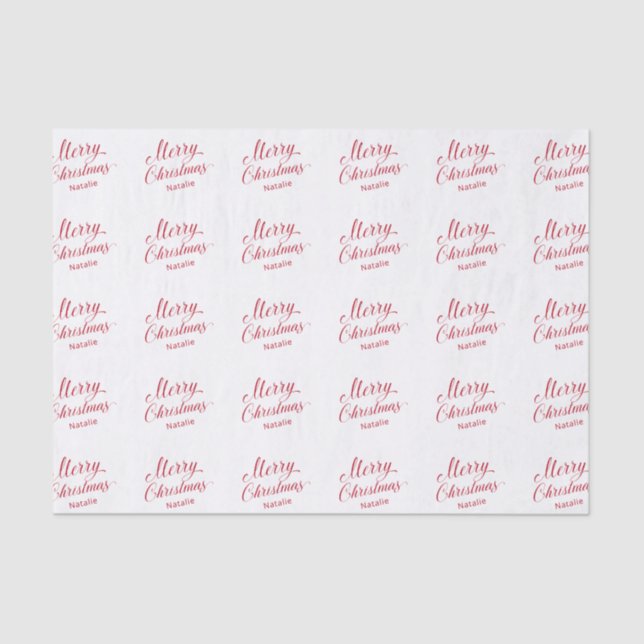 Simple Elegant Red Script Modern Christmas Tissue Paper (Front)