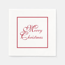 Simple Elegant Red Script White Christmas Paper