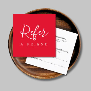 Simple Elegant Red White Beauty Referral Card